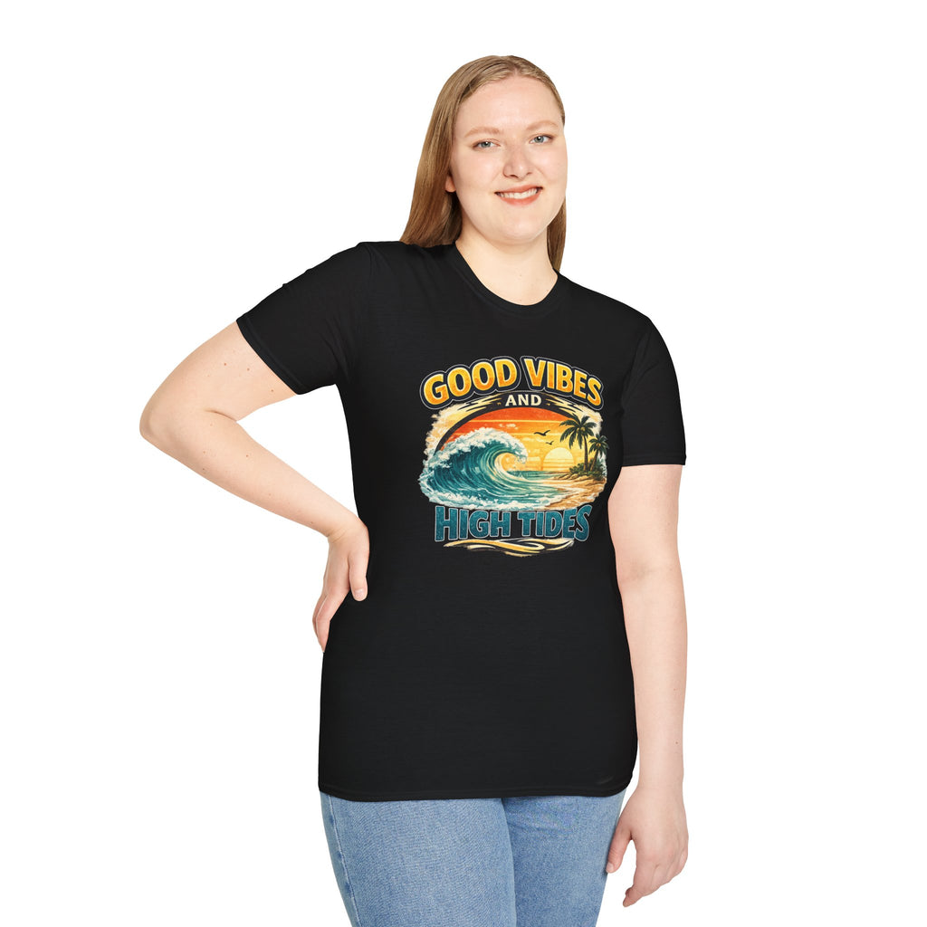 Good Vibes and High Tides T-Shirt — Vintage Beach Surf Tee