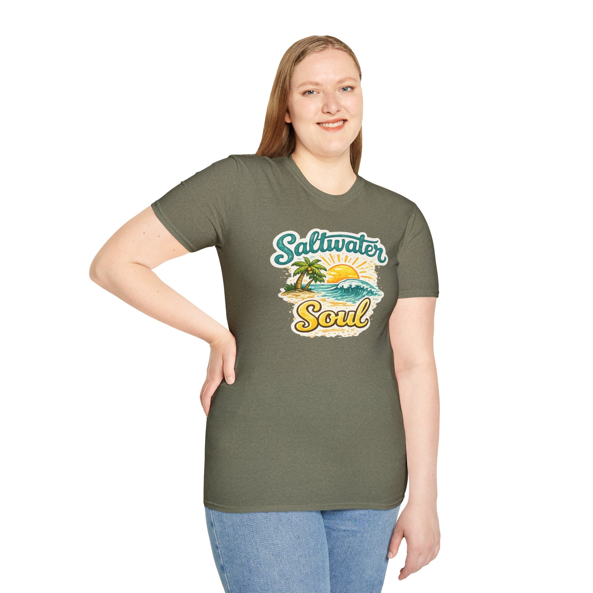 Saltwater Soul T-Shirt — Vintage Beach Sunset Tee for Ocean Lovers