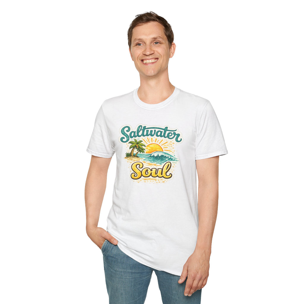 Saltwater Soul T-Shirt — Vintage Beach Sunset Tee for Ocean Lovers