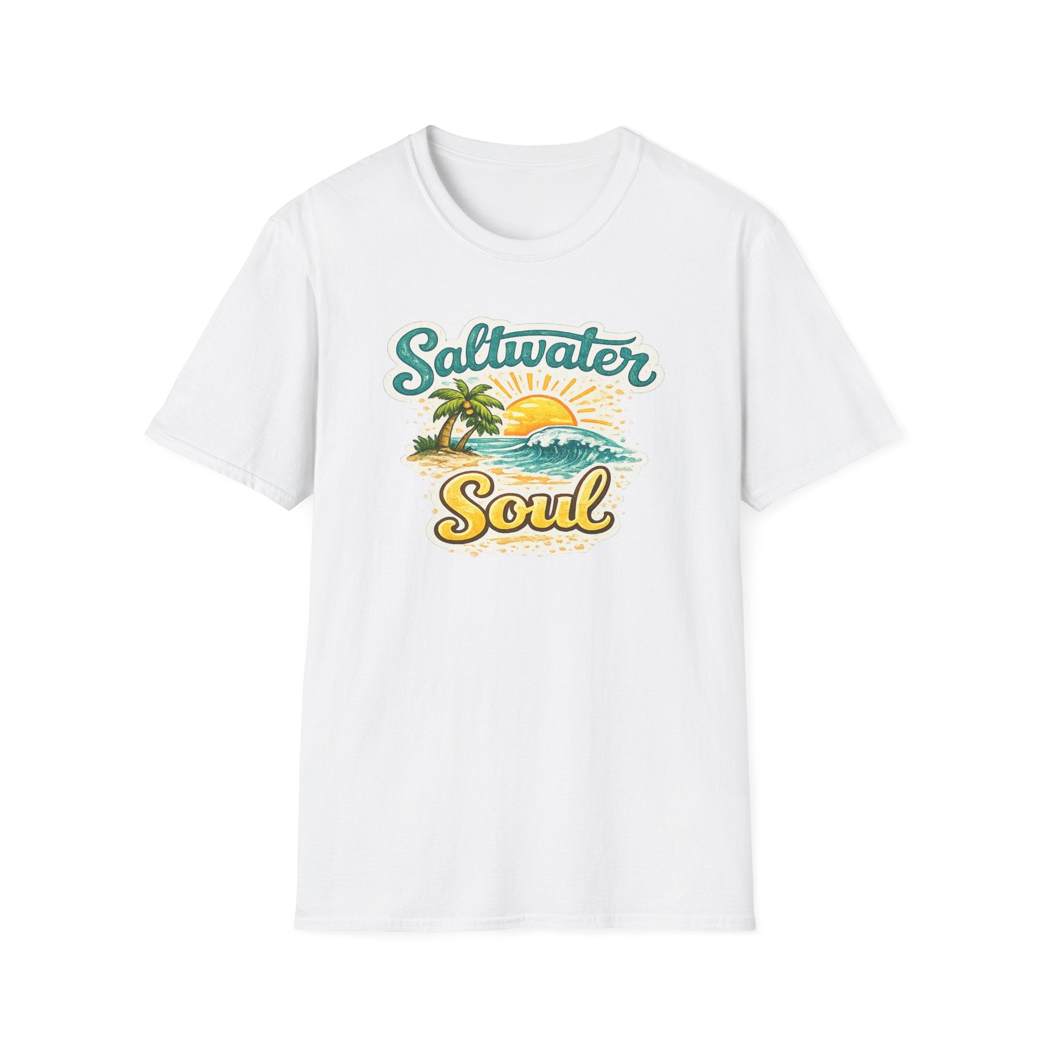 Saltwater Soul T-Shirt — Vintage Beach Sunset Tee for Ocean Lovers