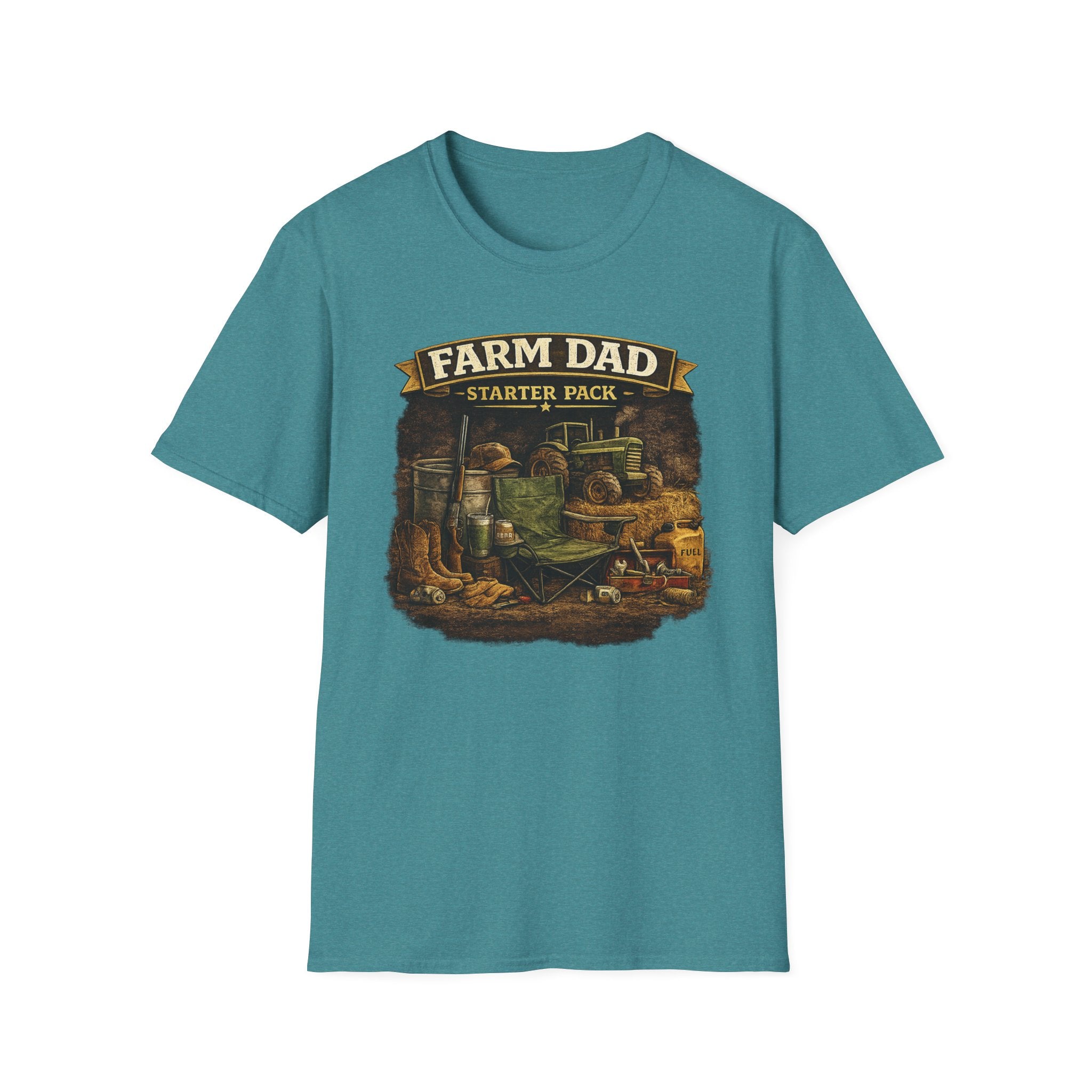 Farm Dad T-Shirt — "Farm Dad Starter Pack" Vintage Tractor Tee