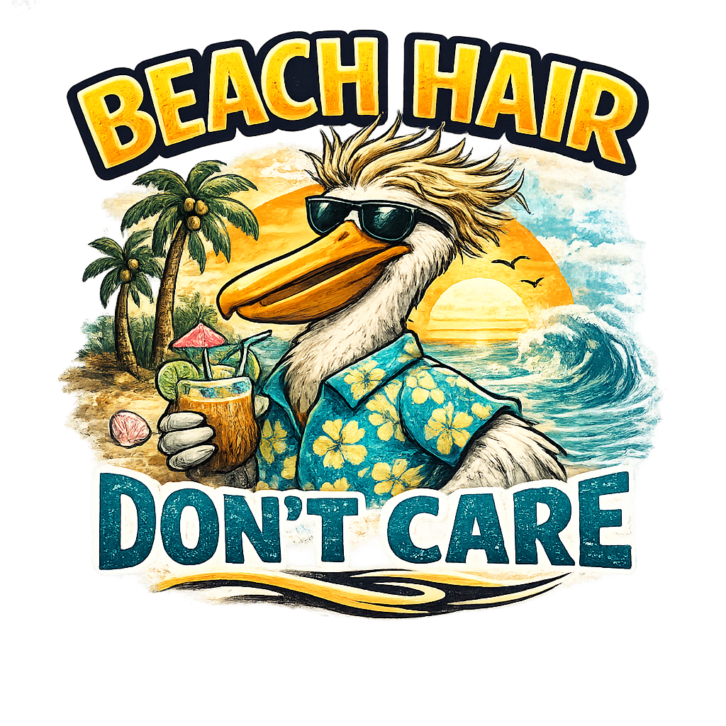 Beach Hair, Don't Care Sticker Description