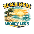 Beach More, Worry Less Sticker Description